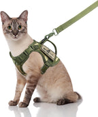 Tactical Cat Harness and Leash, Escape Proof Large Cat Walking Vest,Adjustable Soft Mesh Pet Vest Harness with Control Handle, Molle Patches Khaki - Image 10
