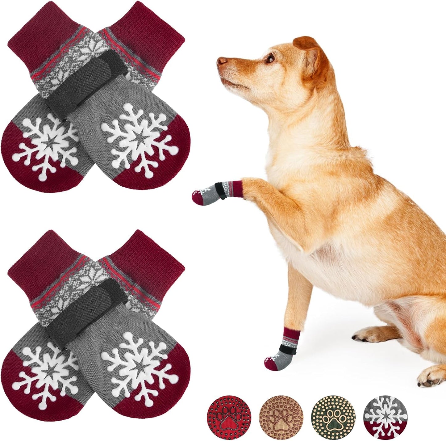 BEAUTYZOO Dog Socks to Prevent Licking Paws -Dog Shoes for Hot Pavement & Hardwood Floors Anti Slip, Traction Control Boots & Paw Protectors with Double Side Grips for Small Medium Large Senior Dogs - Image 11