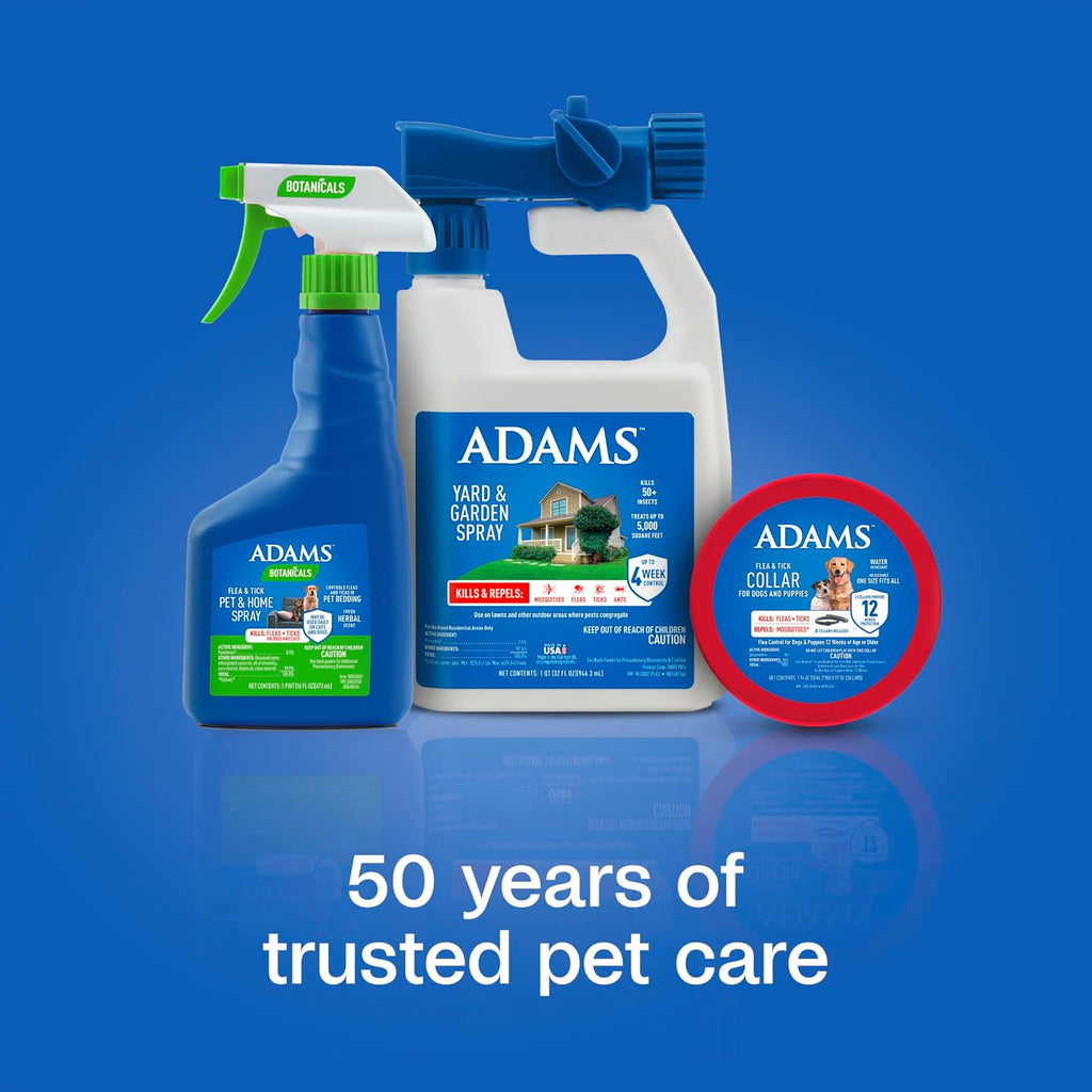 Back view of Adams pet flea and tick collar packaging