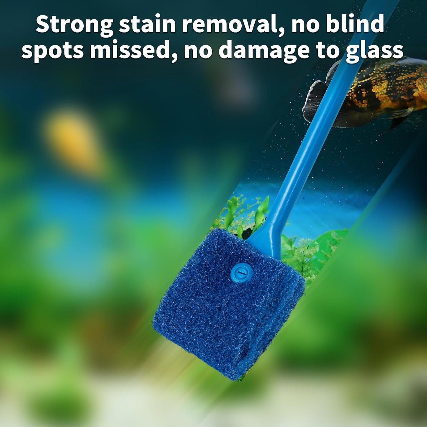 SLSON aquarium algae remover hanging by its storage hole to dry after maintenance.