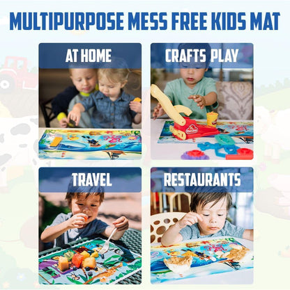 HomeWorthy kids plastic placemat folded over table edge for baby protection