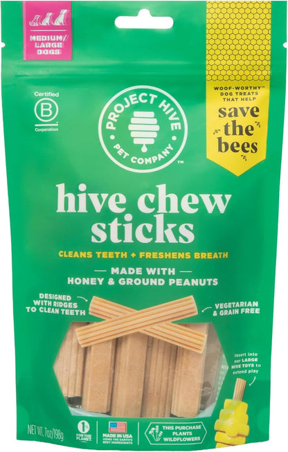 Hive Chew Sticks - Dental Treats for Dogs - Vegetarian, Made with Ground Peanuts & Honey, No Grain or Soy, Cleans Teeth & Freshens Breath (7 oz, Large Dogs - Pumpkin) - Image 12
