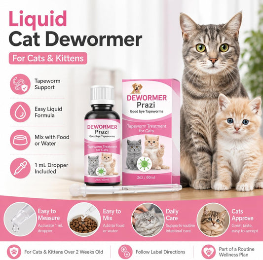 Morvequa feline tapeworm solution with one milliliter dropper accessory for easy dosing