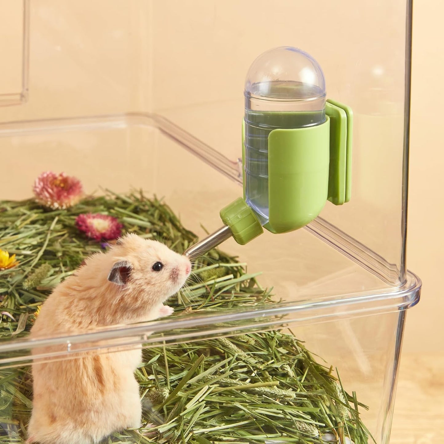 Hamster Water Bottle with Magnetic Holder, Freestanding Water Bottle for Glass Tanks, Suitable for Syrian Dwarf Hamsters Gerbils Mice Rats Degus (Grey, 4 oz (Magnetic-Mounted)) - Image 7