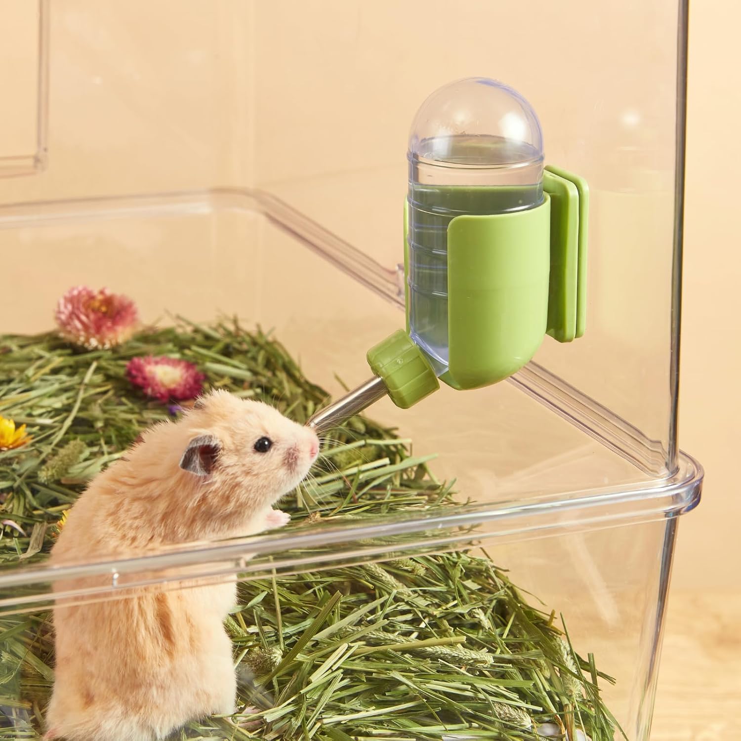 Hamster Water Bottle with Magnetic Holder, Freestanding Water Bottle for Glass Tanks, Suitable for Syrian Dwarf Hamsters Gerbils Mice Rats Degus (Grey, 4 oz (Magnetic-Mounted)) - Image 7