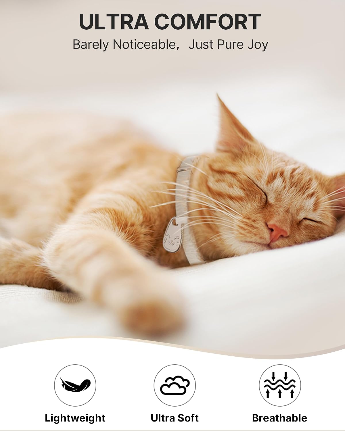 Typecase ultra soft elastic pet collar close up on the breathable khaki fabric material