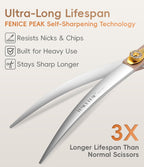 Built-in silencer bumper on professional pet grooming curved shears
