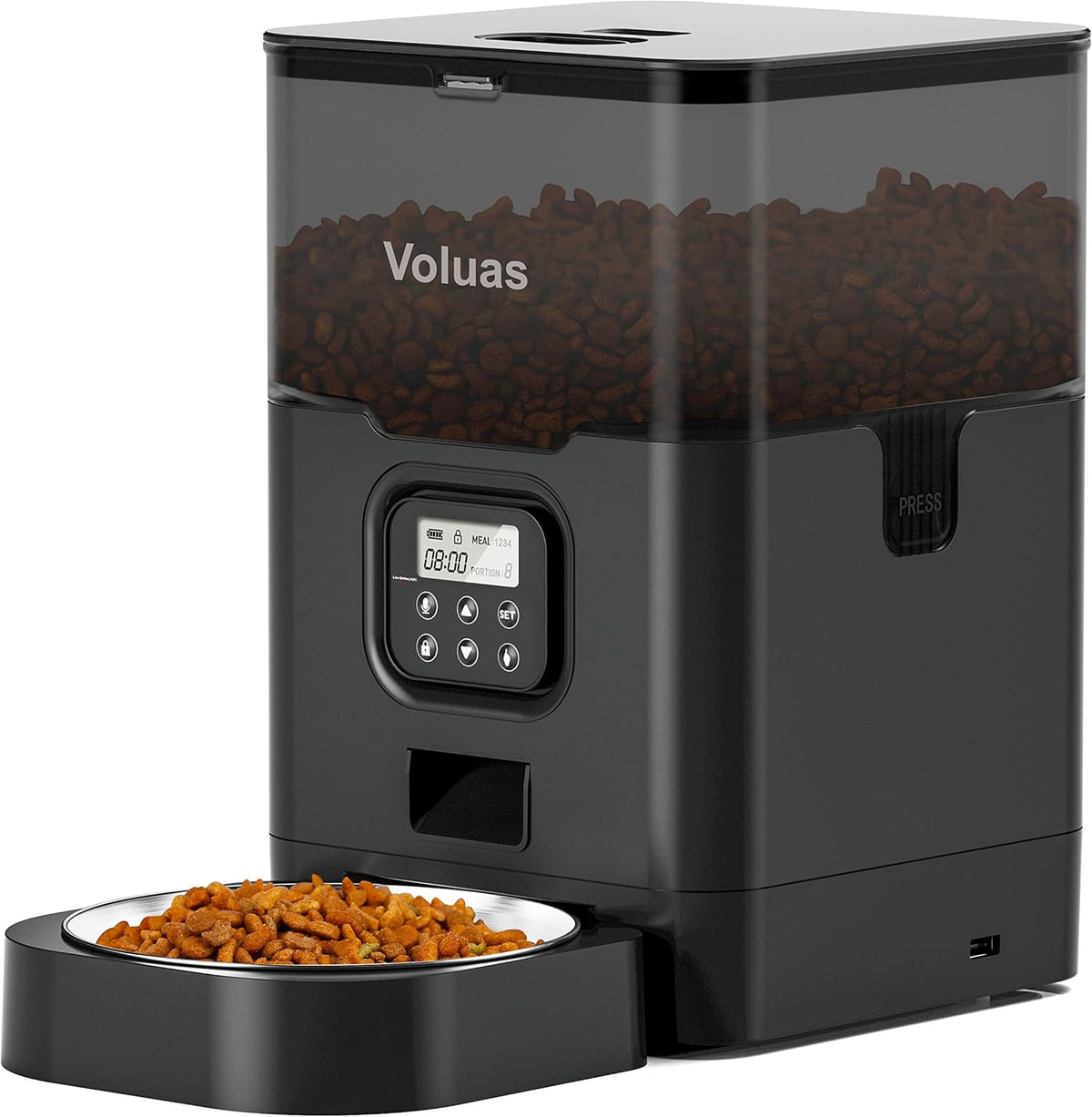 VOLUAS Automatic Cat Feeders - Timed Pet Feeder for Cats and Dogs with Dry Food Dispenser, Desiccant Bag, Programmable Portion Control, 4 Daily Meals, 10s Voice Recorder - Image 9