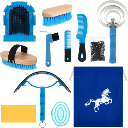 Abbylike 12 Pieces Horse Grooming Kit Racing Festival Tack Room Supplies Horse Brush Sets Equine Care Cleaning Kit Shedding Grooming Massaging Tools(Khaki) - Image 10