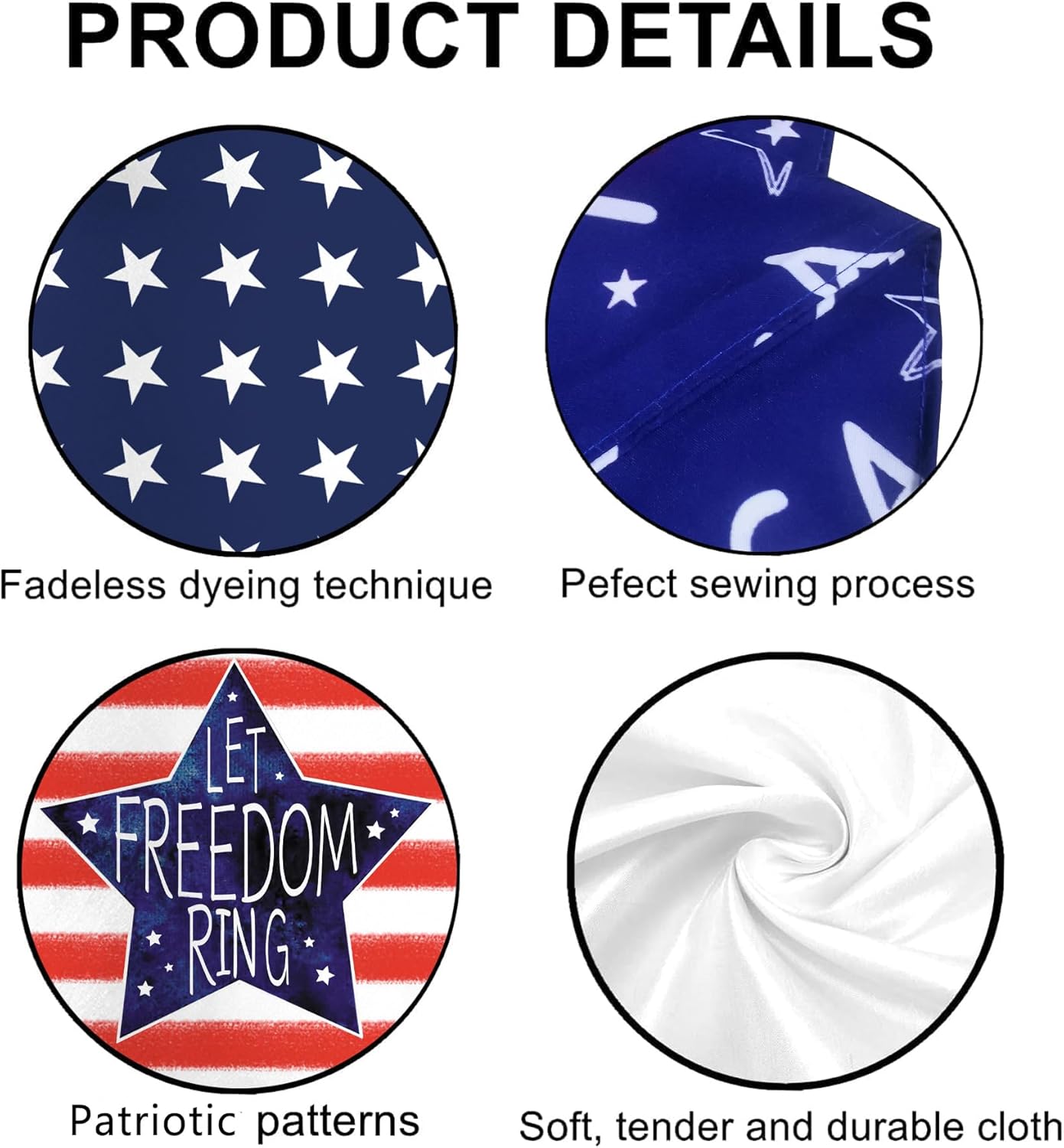 Patriotic star pattern on premium blue pet bandana cloth