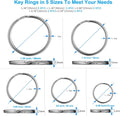 YHYZ stainless steel keychain rings arrangement highlighting the flat double loop design for crafting and DIY tags.