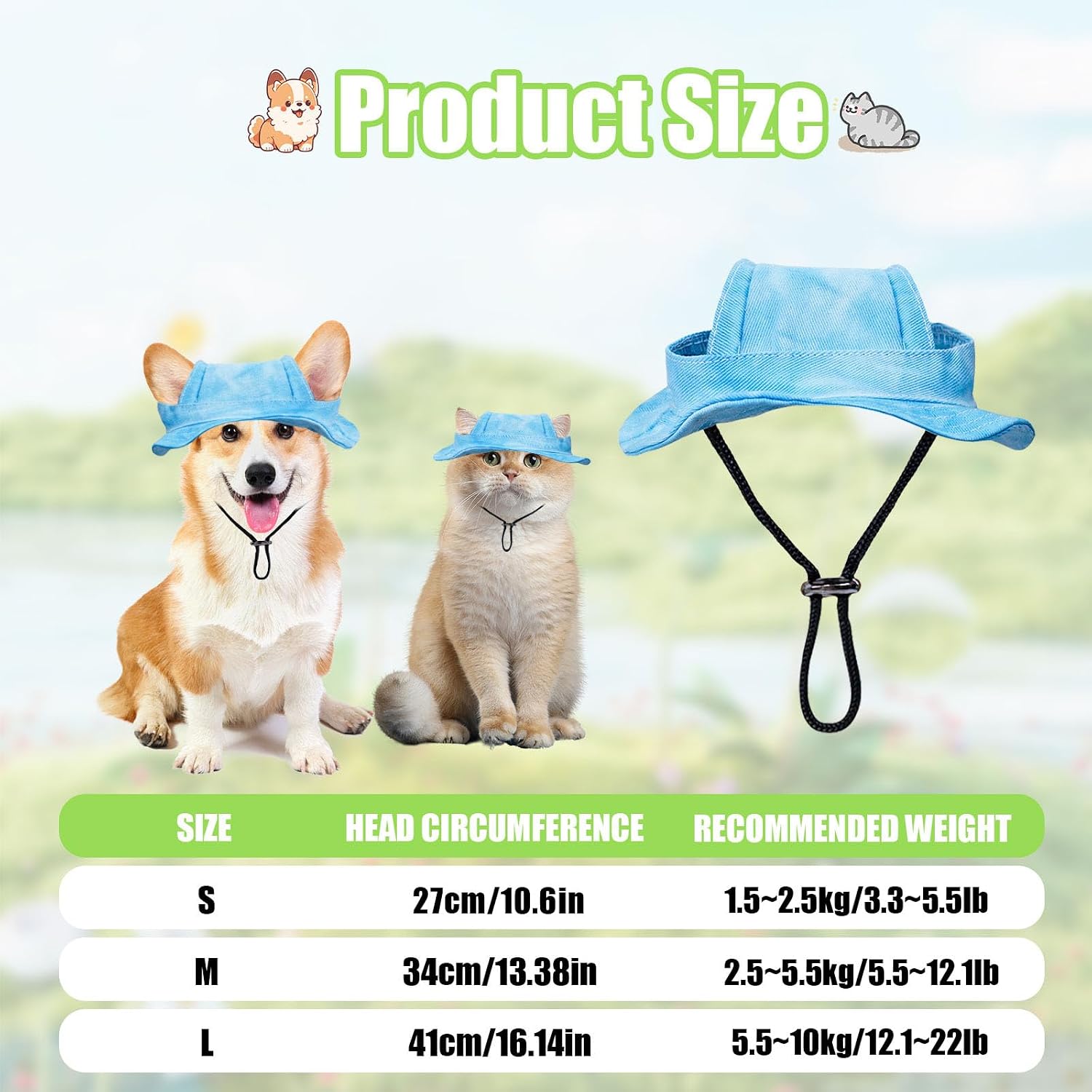Side profile of blue dog sun hat with ear holes