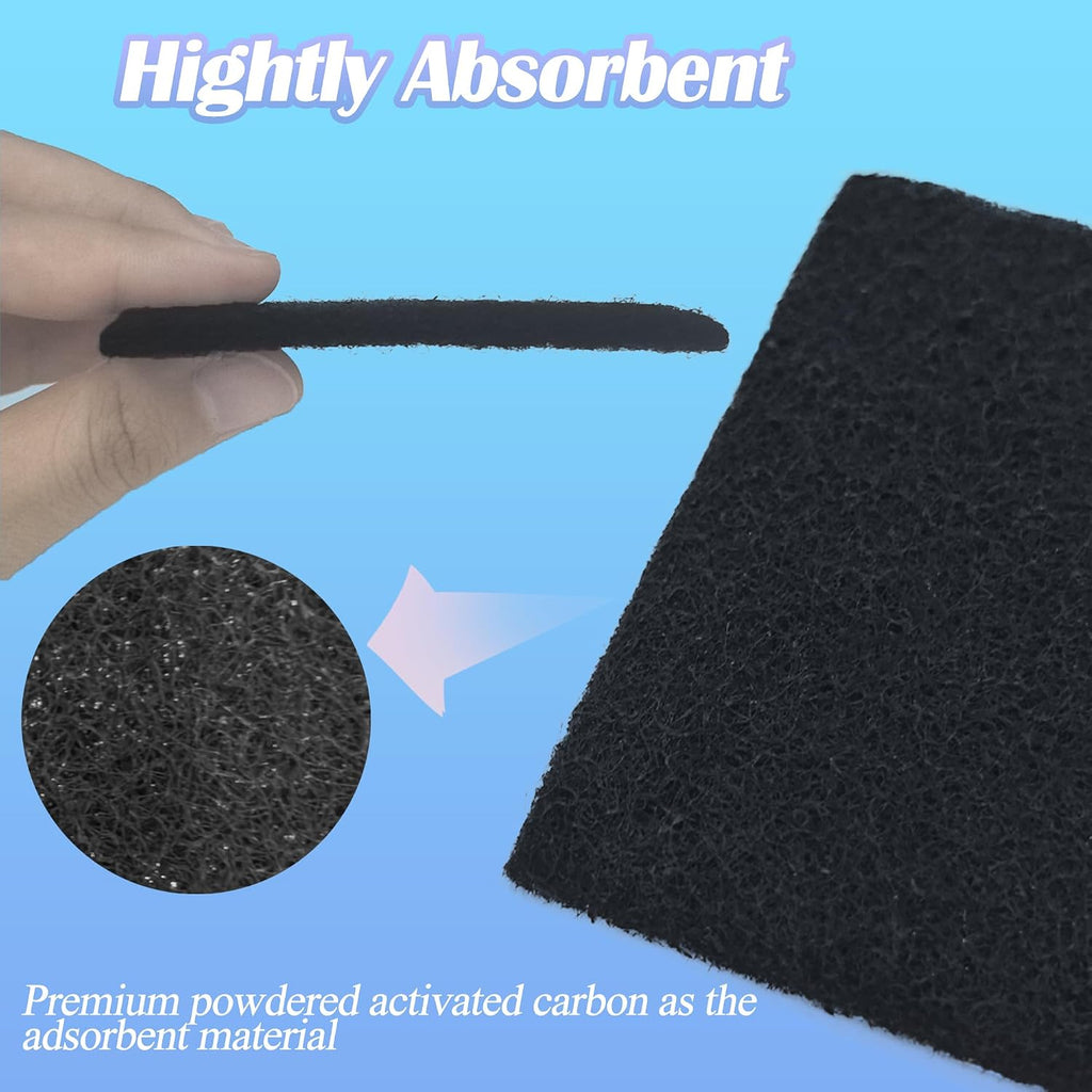 Delapan NewKe cat litter box charcoal filters showing a pack of six high-density odor control pads.