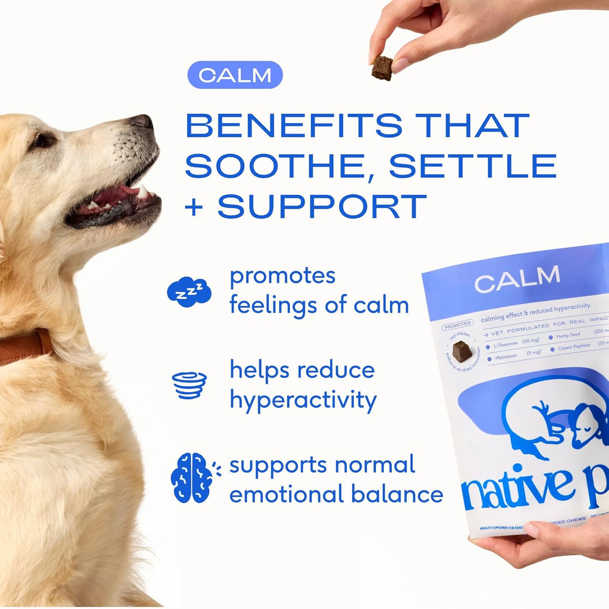 Native Pet dog melatonin anxiety relief treats pouch