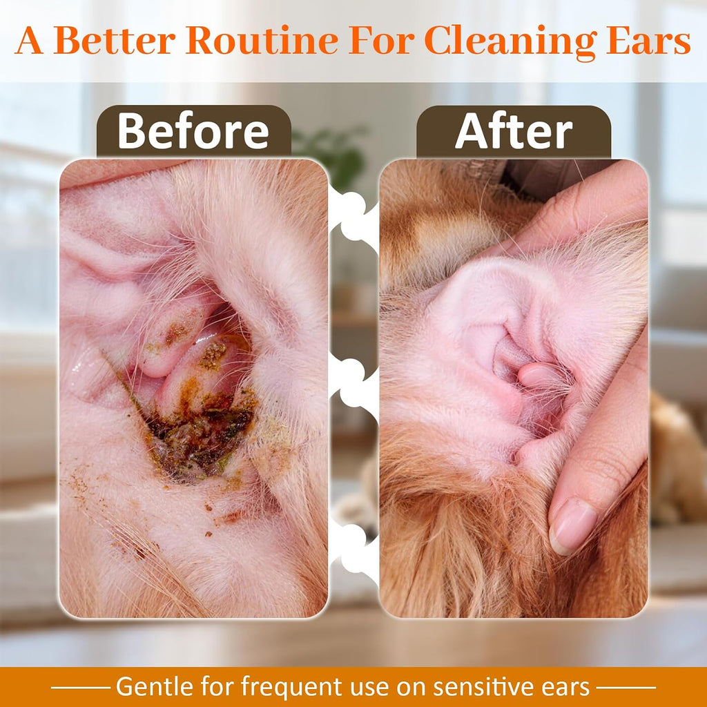 Close up of Tovaginsh pet ear cleanser liquid texture