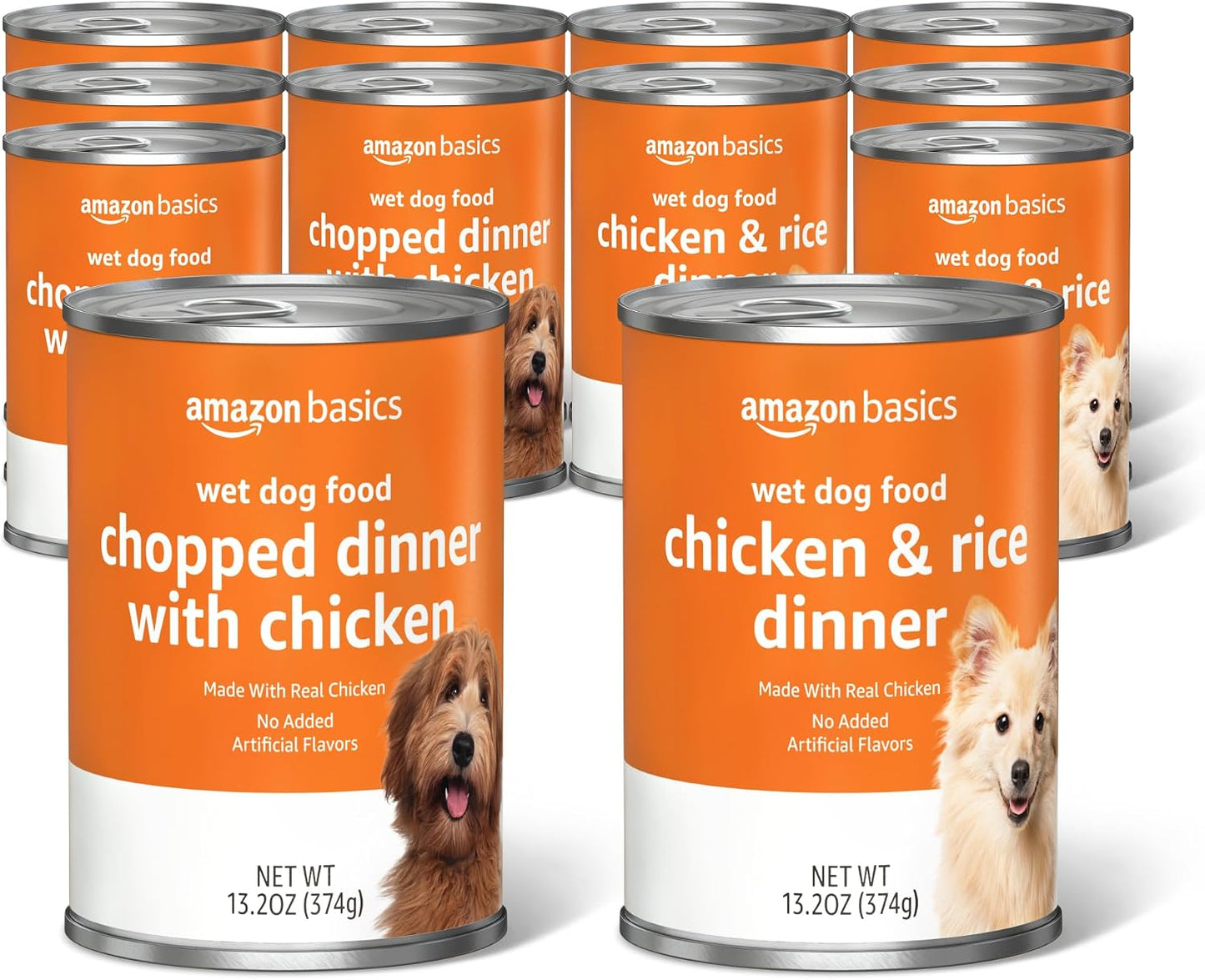 Amazon Basics premium soft dog food variety pack nutrition label view