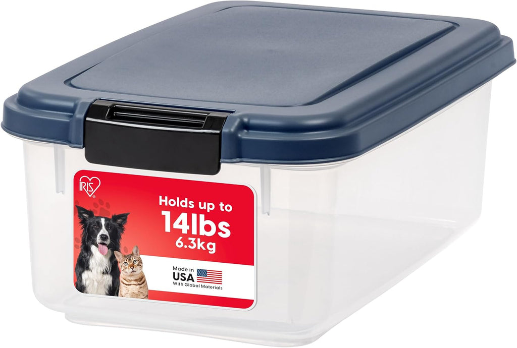 IRIS USA Airtight Dog Food Storage Container, Up to 11 lbs, Dog Cat Bird and Other Pet Food Treats Storage Bin, Dog Cat Wet Food Cans, Keep Fresh, BPA Free, Stackable, Navy - Image 8