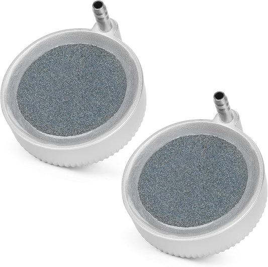 Hygger nano air stone front view showing the white casing and porous disc surface.
