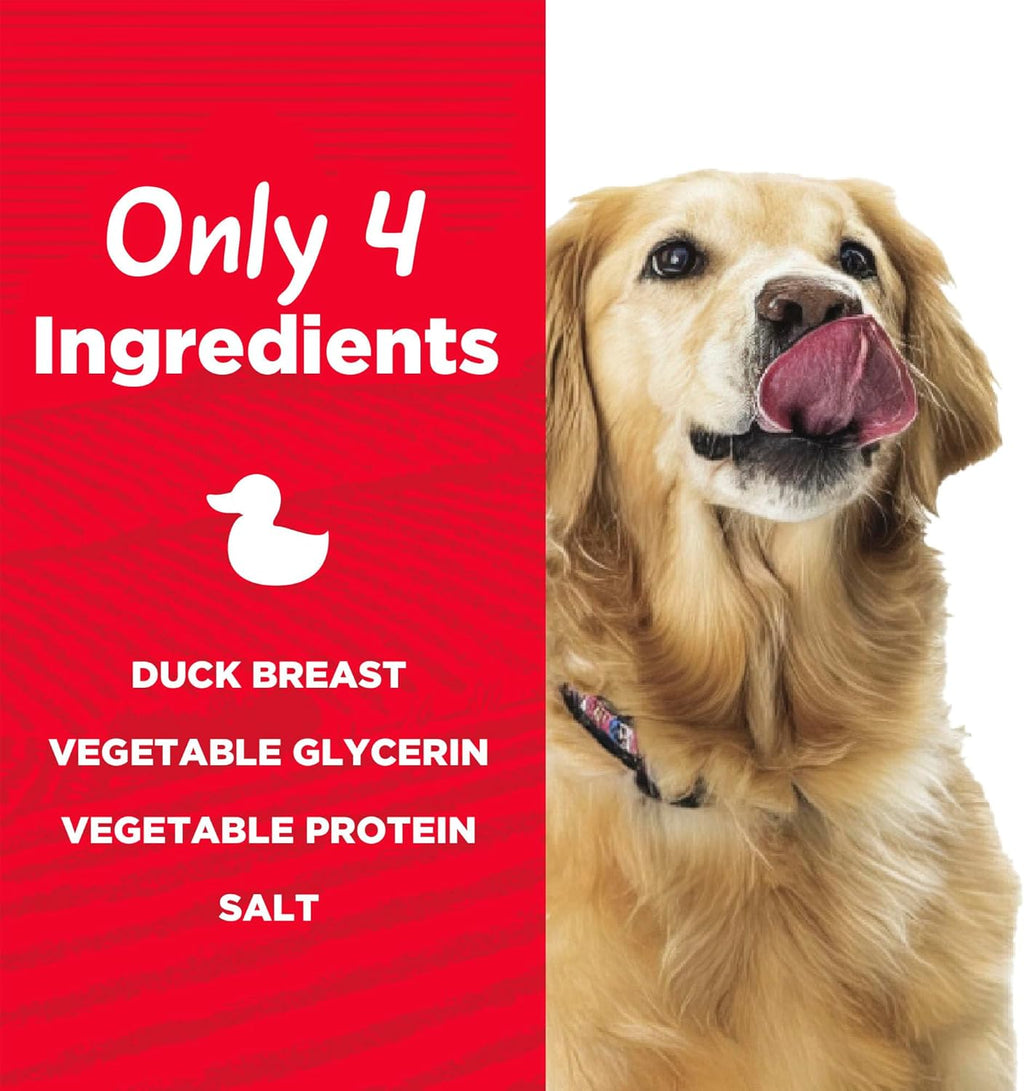 Dog enjoying Country Kitchen duck jerky tender treats
