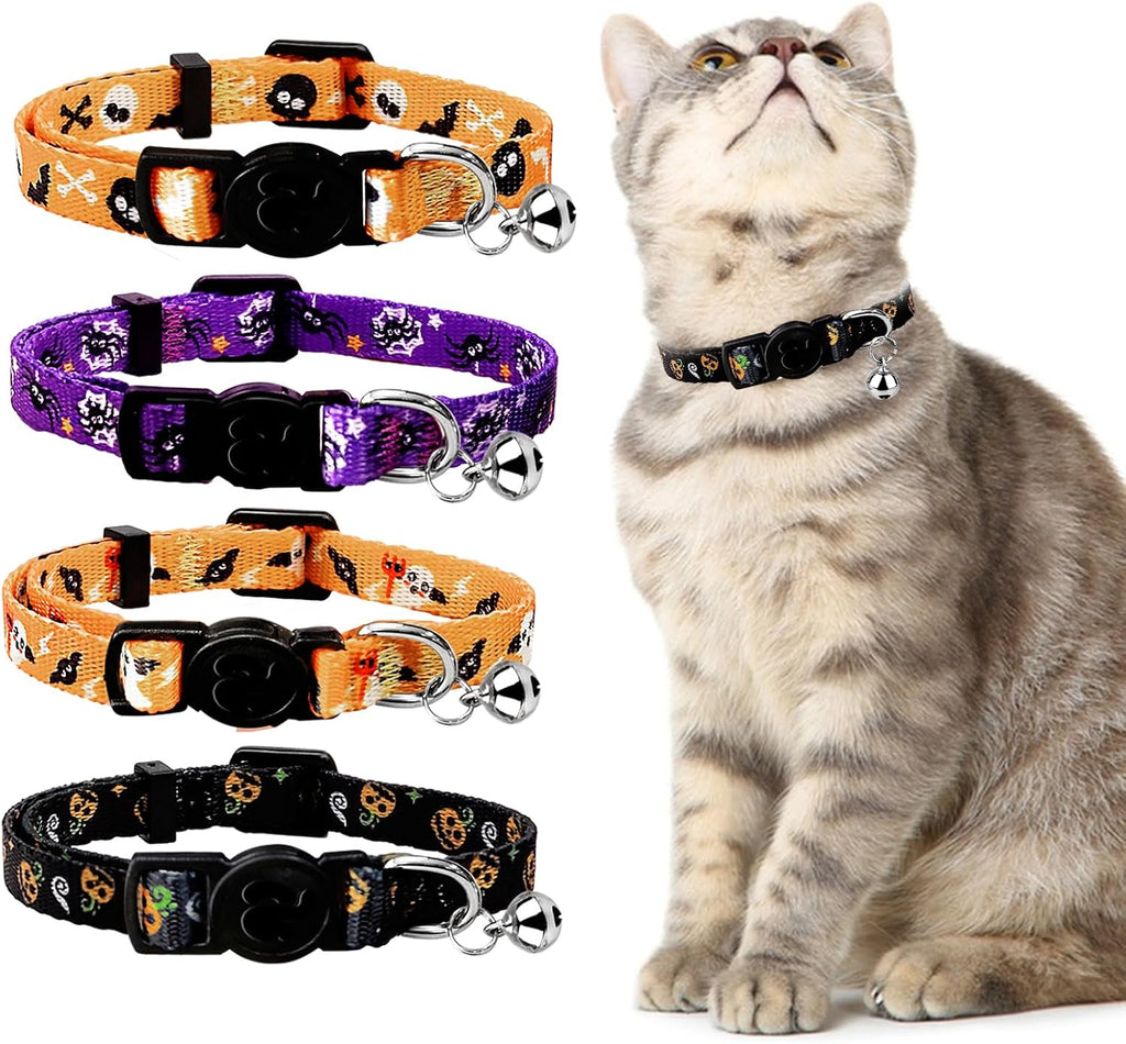 4 Pack Kitten Collars, Breakaway Kitten Collar with Bell, Floral - Image 15