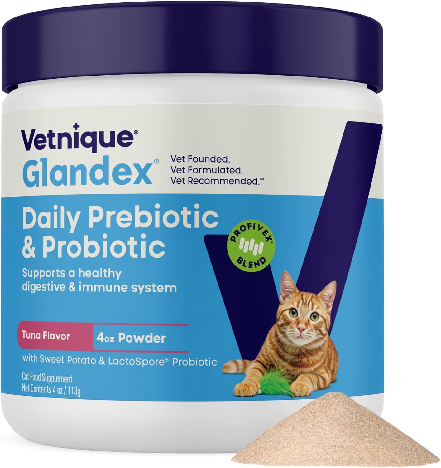 Vetnique Glandex for Cats, Anal Gland Powder & Fiber Supplement for Scooting, Probiotics for Cats with Pumpkin, Digestive Enzymes, Healthy Anal Gland Support (4oz, Anal Gland Powder - Tuna) - Image 10