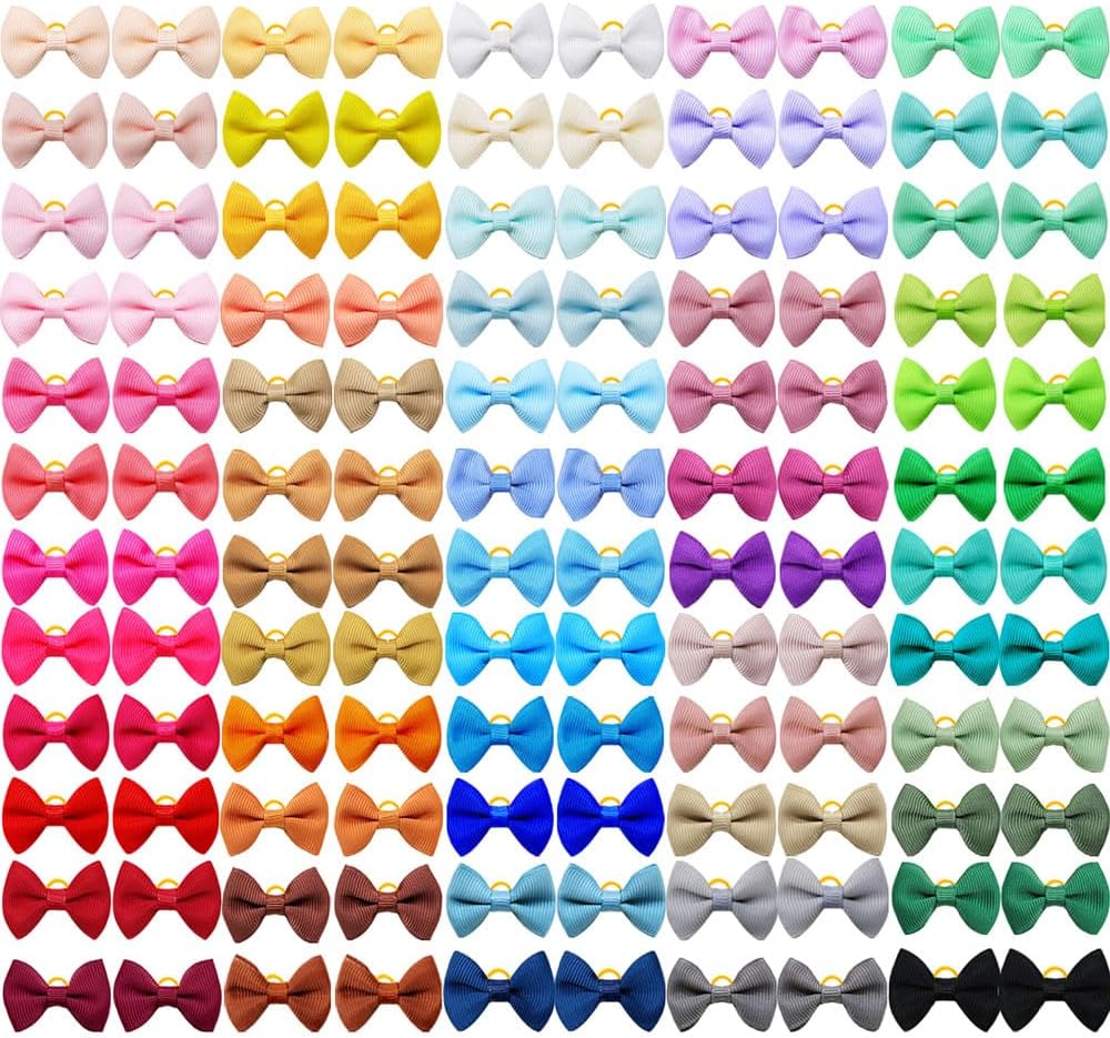 Senniea 100 Piece Pet Hair Bows front view showing vibrant colors