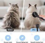 Close up of the one button fur release mechanism on the LACOKI pet brush.