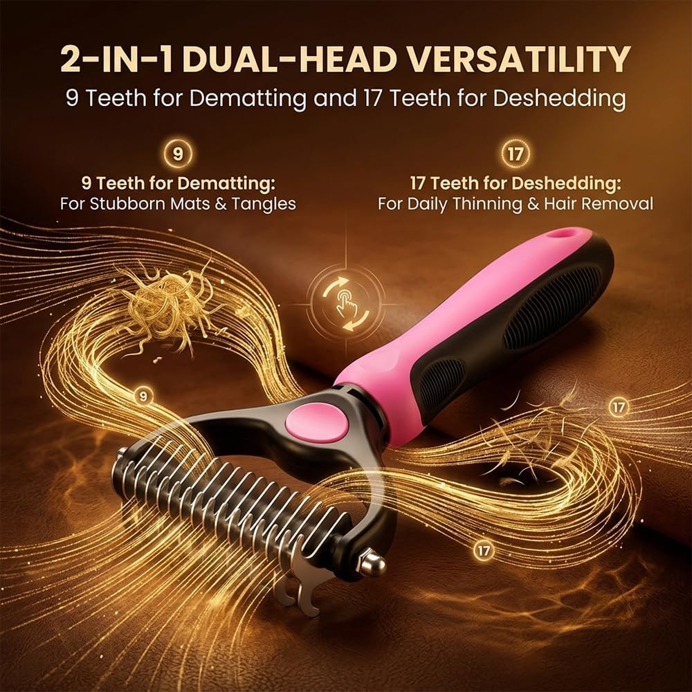 SakerPlus 2-in-1 pet comb for long hair cats and dogs