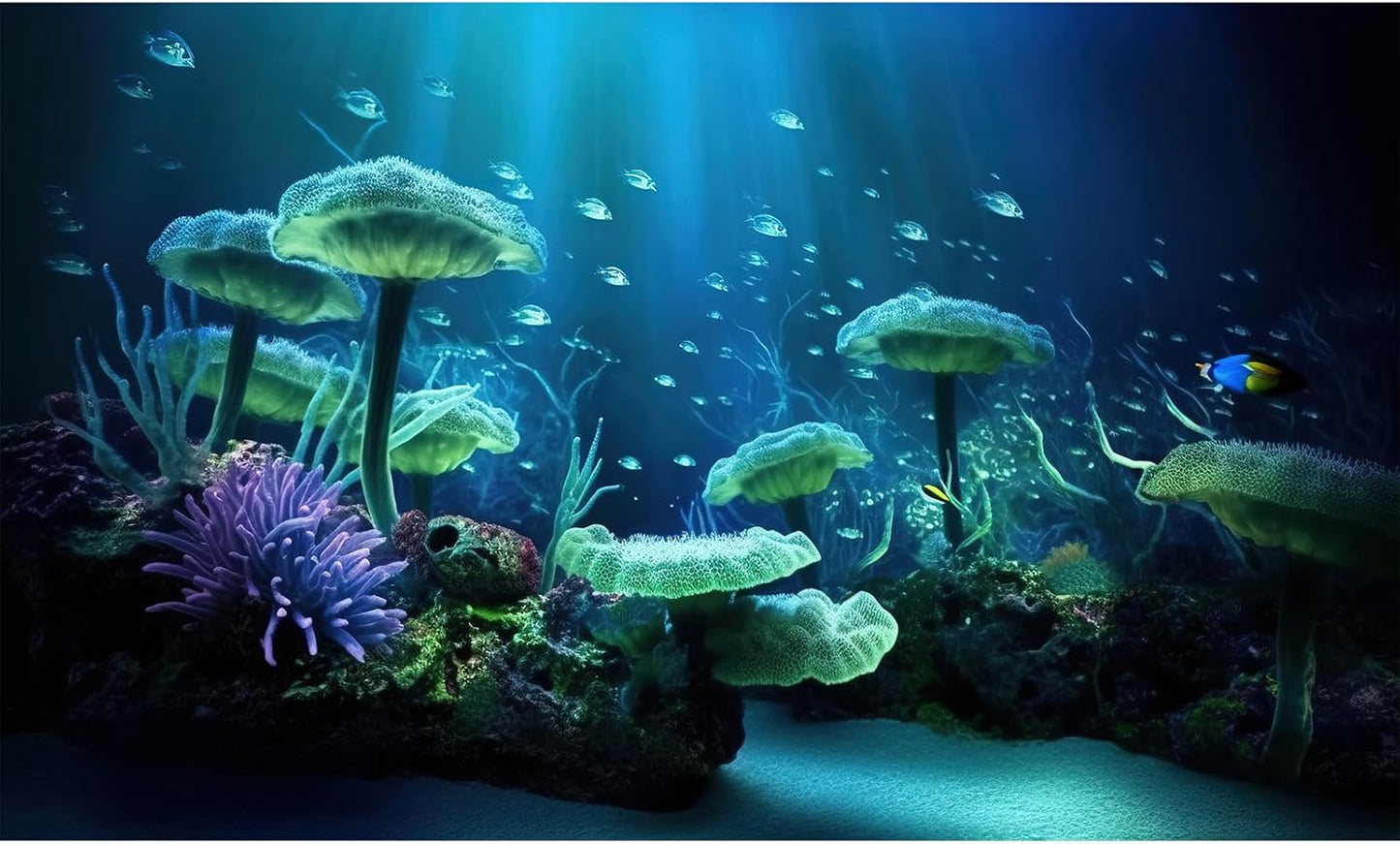 Underwater Aquarium Background Coral Reef Tropical Fish Terrarium Background Deep Blue Ocean Sea Sunbeams Aquatic Plants Fish Tank Backdrop Poster Wallpaper Decorations Vinyl 24x16in - Image 11