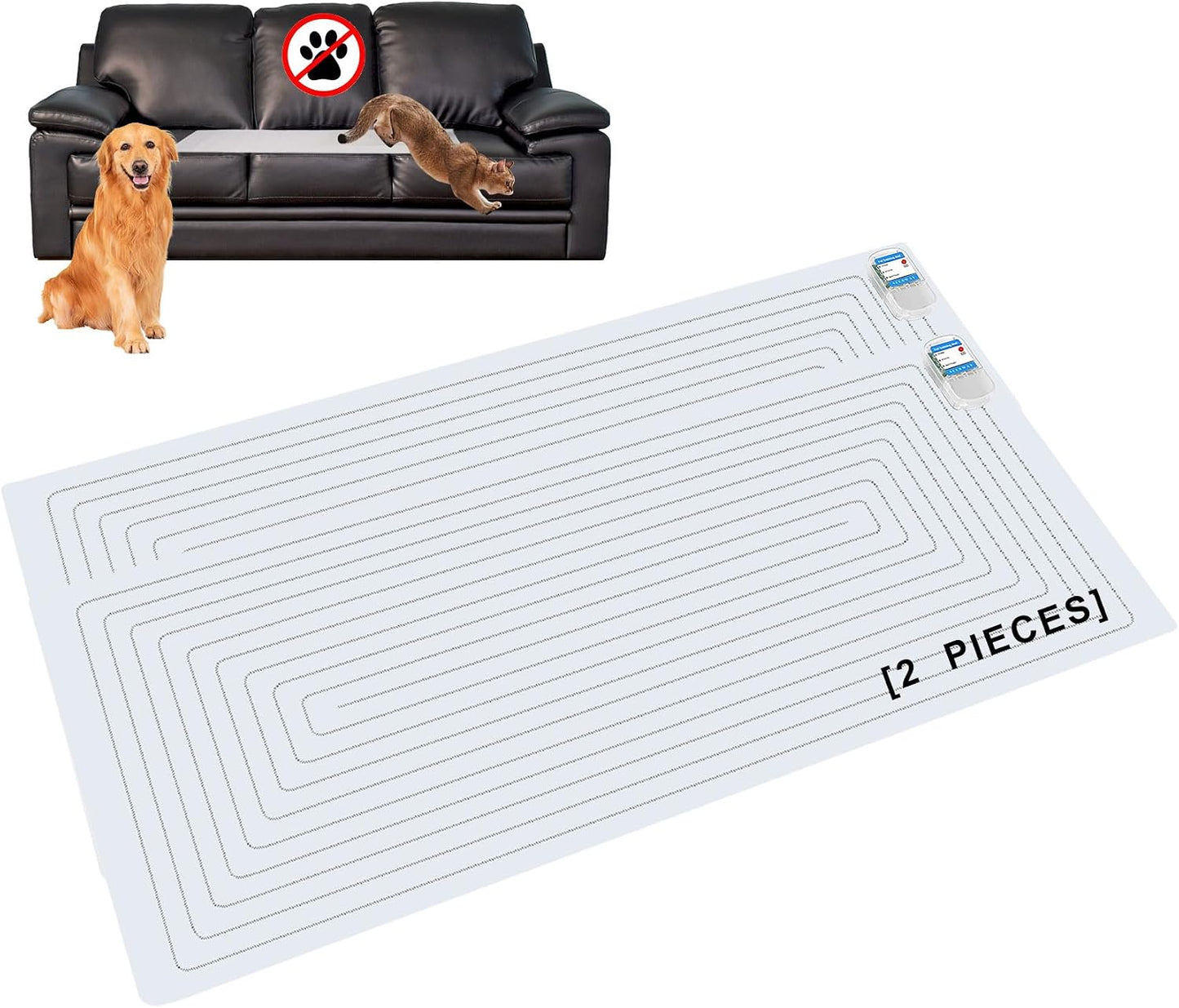 Dog training with Seerway scat mat in hallway