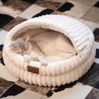 Cheerpals cat cave bed front view showing hooded entrance