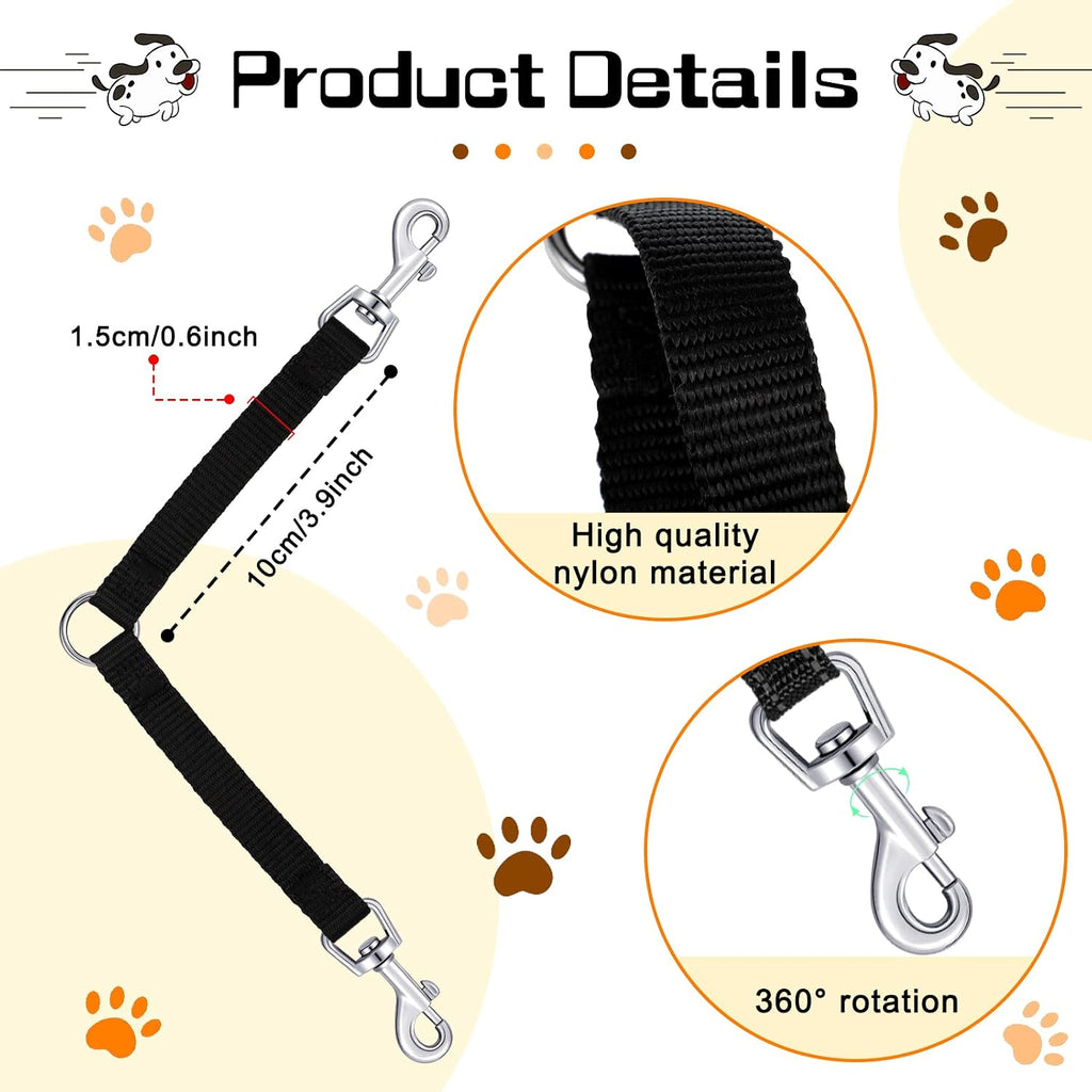 Close up of the 360 degree metal swivel clip on the Reginary double dog leash coupler for large pets.