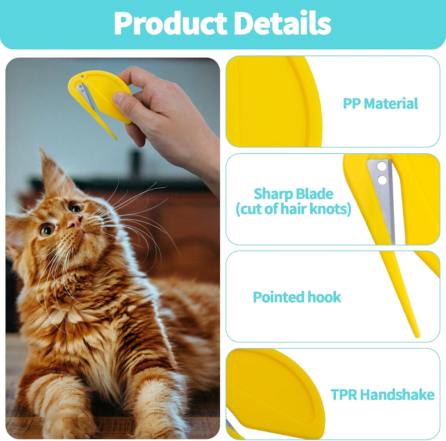 Ergonomic handle of Aecsze dog and cat knotting comb
