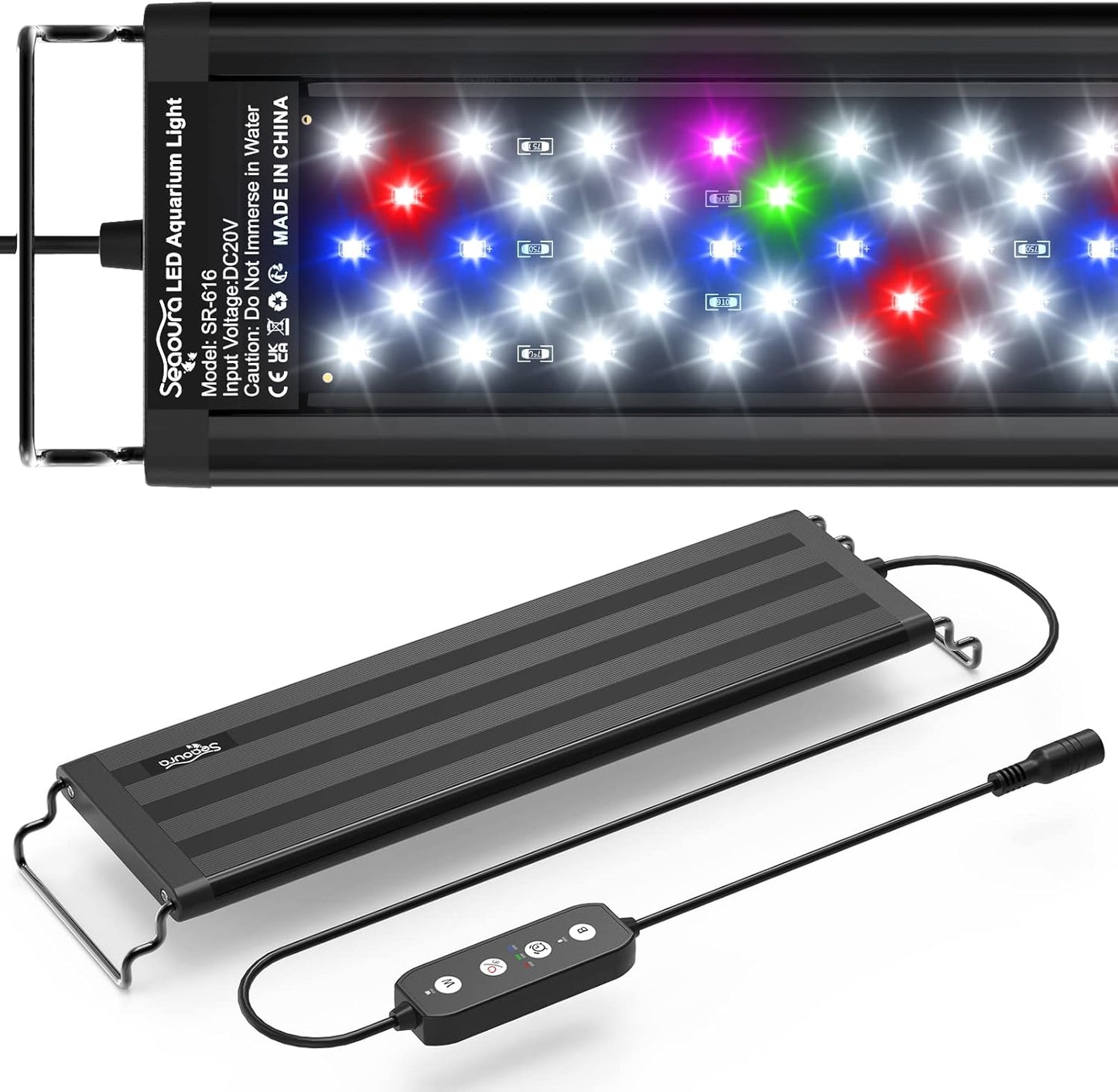 SEAOURA Led Aquarium Light for Plants-Full Spectrum Fish Tank Light with Timer Auto On/Off, 18-24 Inch, Adjustable Brightness, White Blue Red Green Pink LEDs with Extendable Brackets for Freshwater - Image 12