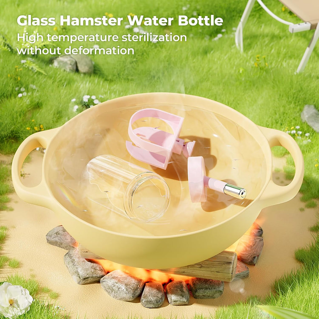 Guinea Pig Water Bottle No Drip - 4 oz Hamster Water Bottle for Glass Tank with Adjustable Stand, Leak Proof Small Animal Water Dispenser for Cage - Image 6