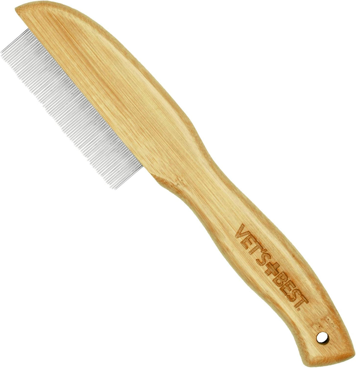 Vet's Best Flea Comb with bamboo handle side view
