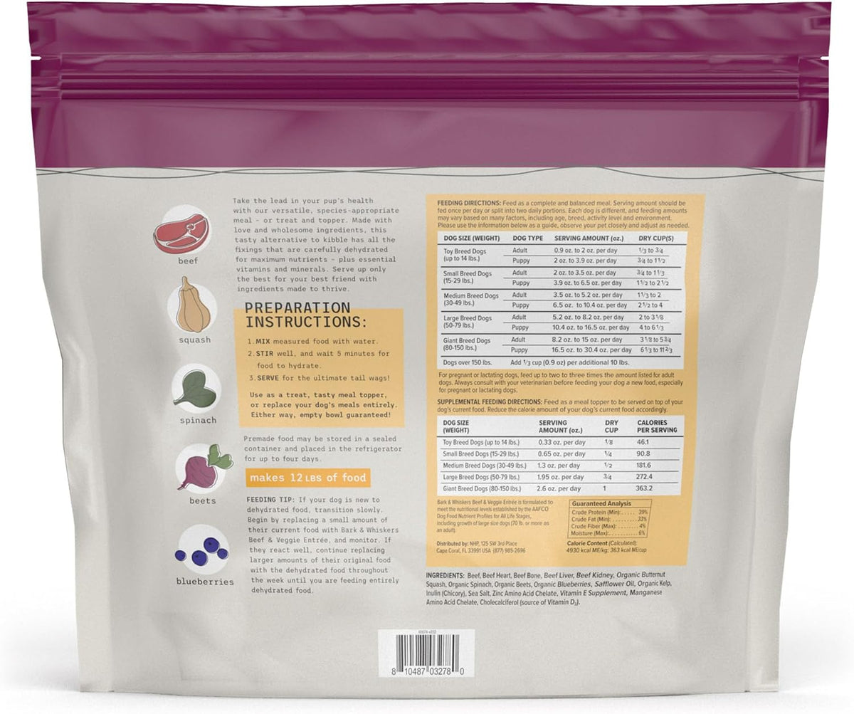 Dr. Mercola Bark and Whiskers dog food ingredients label