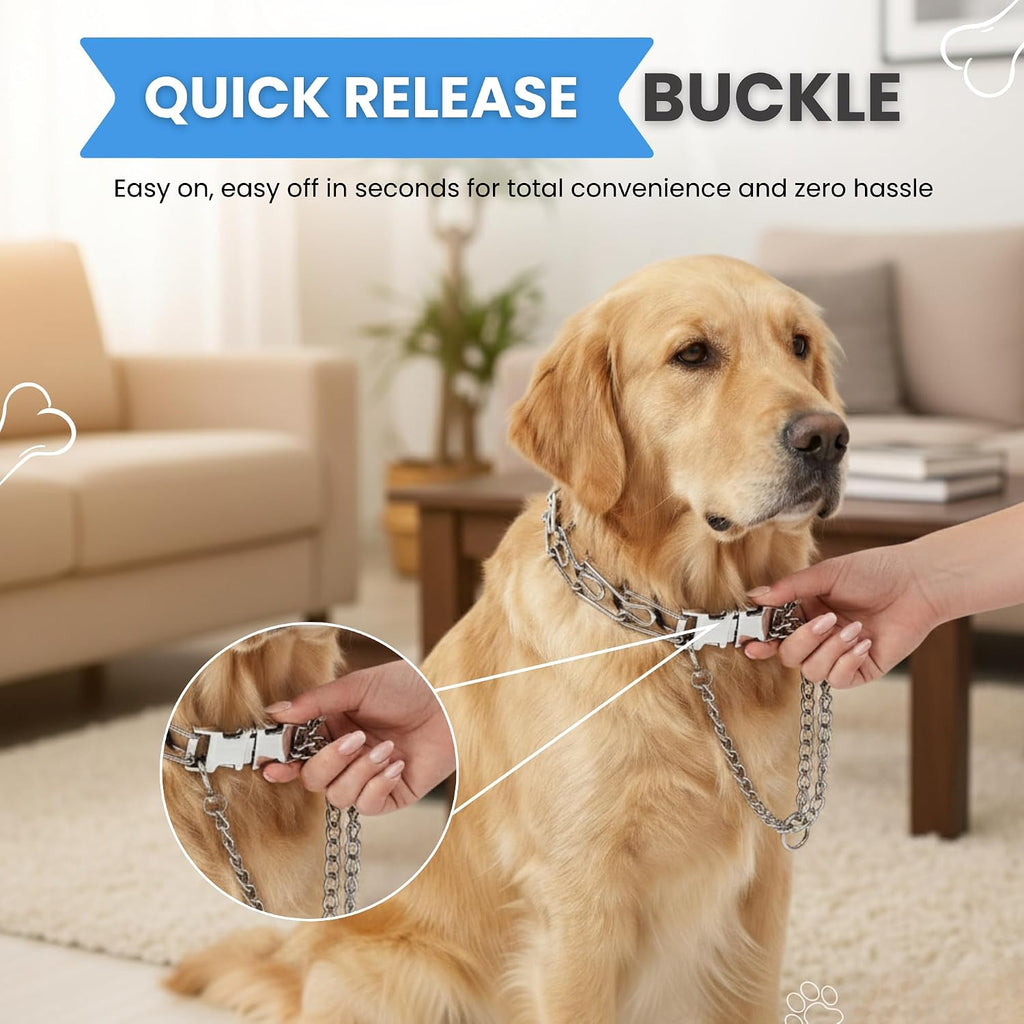 Authentic AKDNZ professional grade dog pinch collar packaging showing components