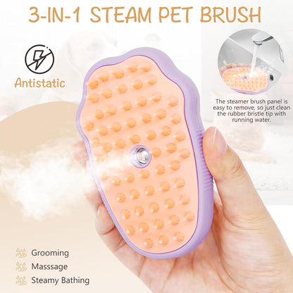 Handheld ergonomic design of throihg purple cat grooming tool