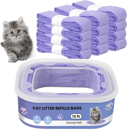 Astrallgn 12 pack cat litter refills front view showing purple cartridges