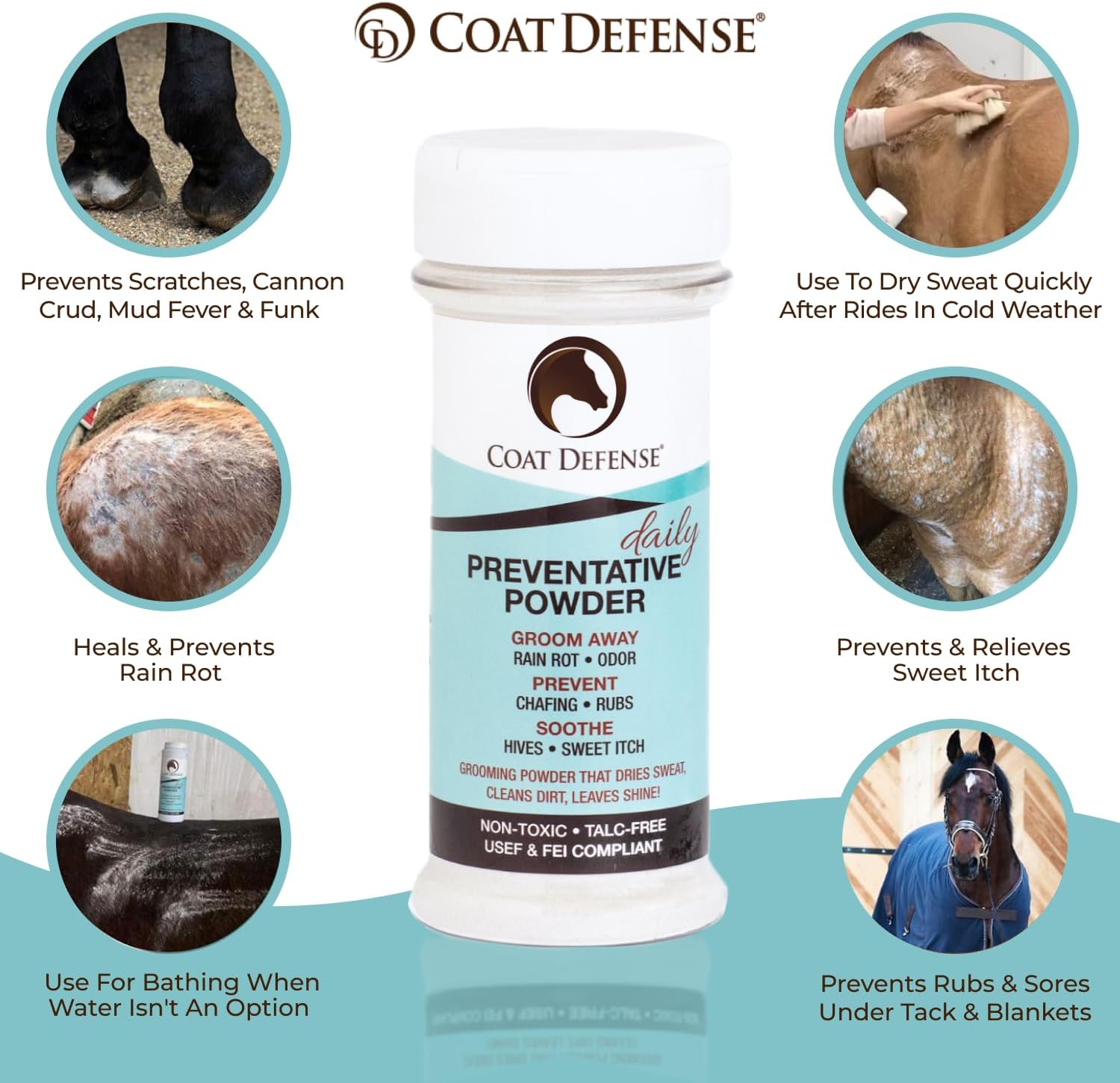 Equine rain rot treatment powder 8 ounce container