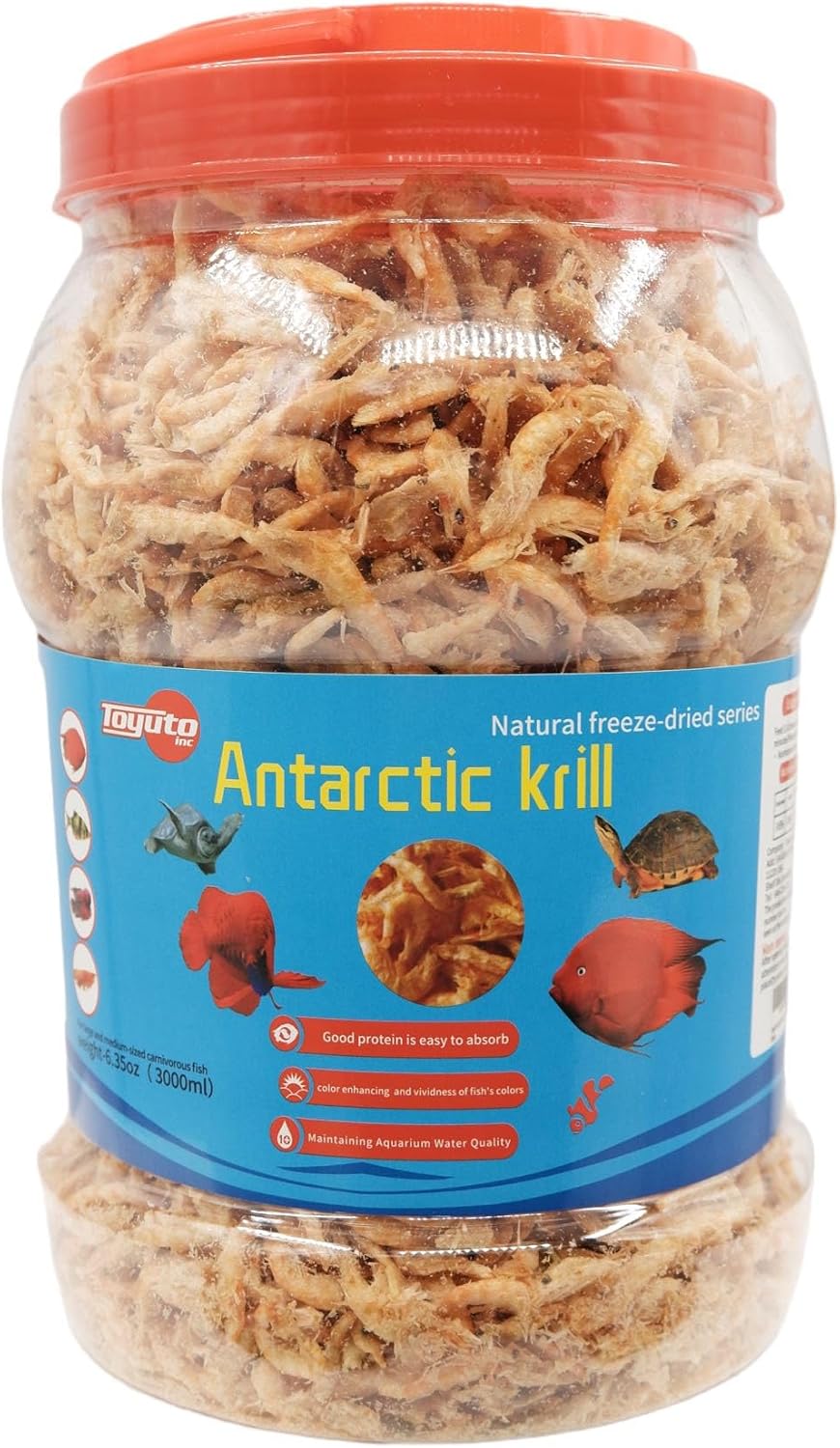Toyuto premium freeze dried krill and shrimp mix 1000ml front view jar