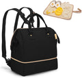 Fasrom small breast pump bag backpack front view in black quilted polyester