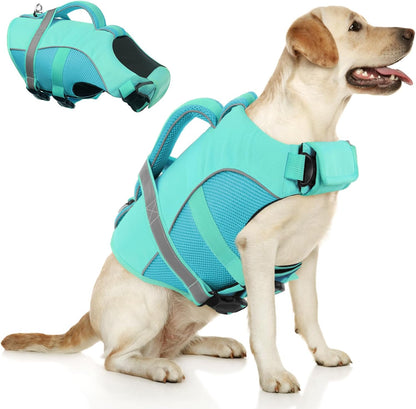 Queenmore Dog Life Jacket, Adjustable Ripstop Dog Life Vest for Swimming Boating, Doggy Lifesaver with Superior Buoyancy and Rescue Handle, Pet Swimming Vest for Large DogsGreen,L - Image 10