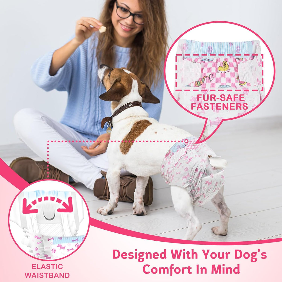 Super absorbent core lining of protective female dog wrap for incontinence