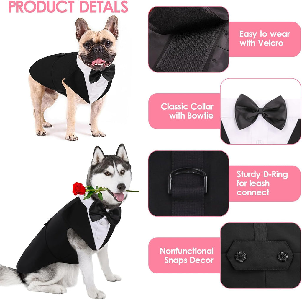 Gentleman dog suit vest back view showing metal leash D ring