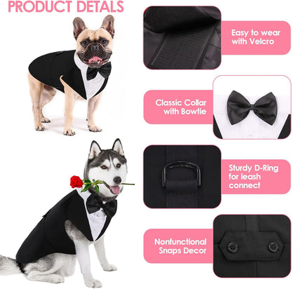 Gentleman dog suit vest back view showing metal leash D ring