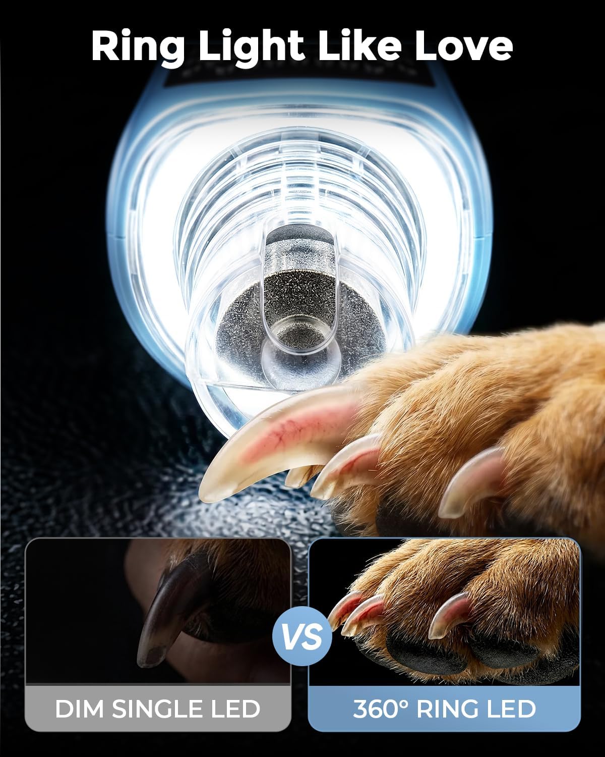 Close up of Catpick pet nail grinder grinding ports