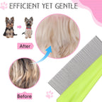 Colorful set of pink blue white and green pet combs
