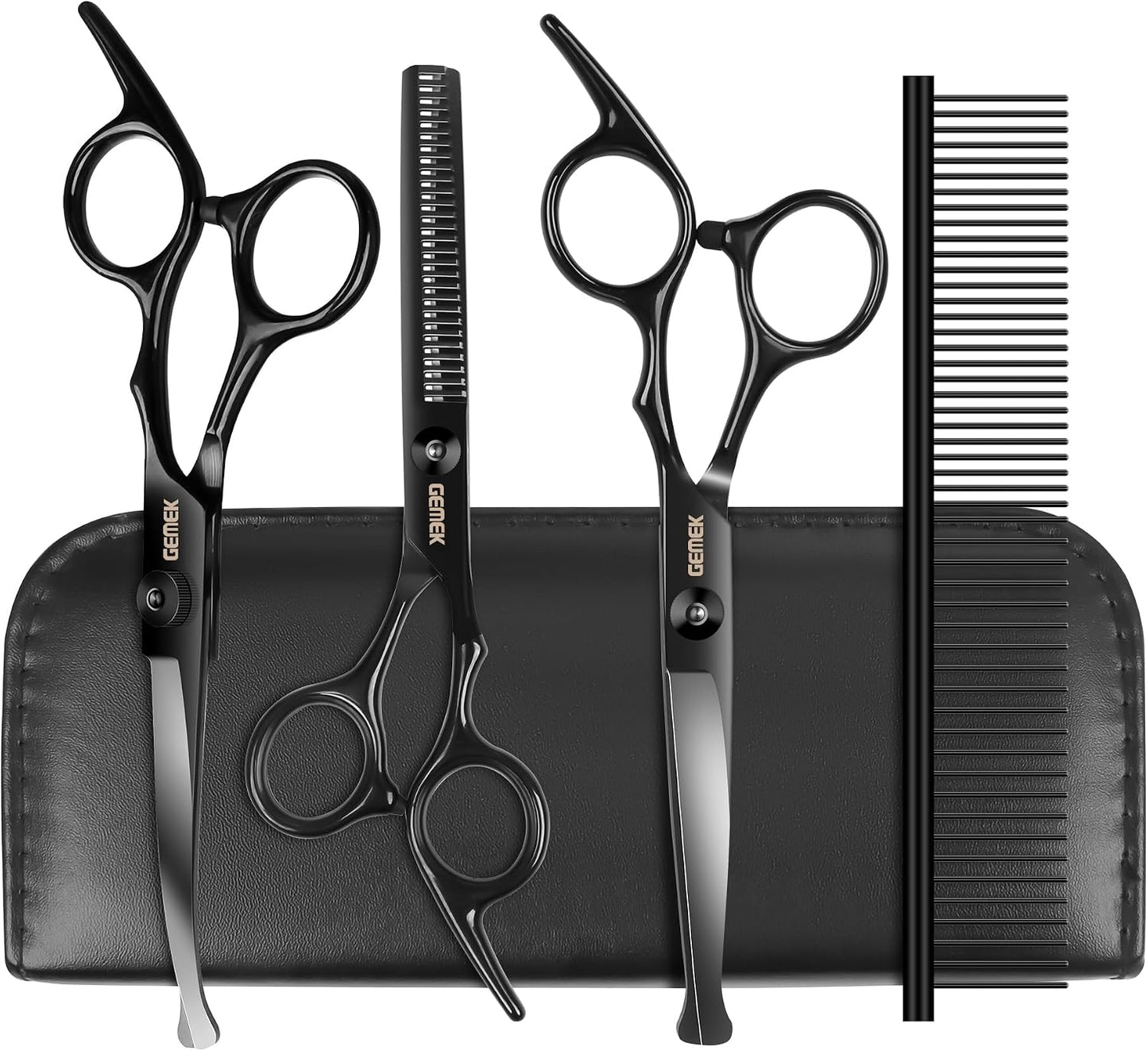 Dog Grooming Scissors with Safety Round Tips Stainless Steel Professional Dog Grooming Kit - Thinning, Curved Scissors and Comb for Cat Pet (Pink 4 in 1) - Image 15